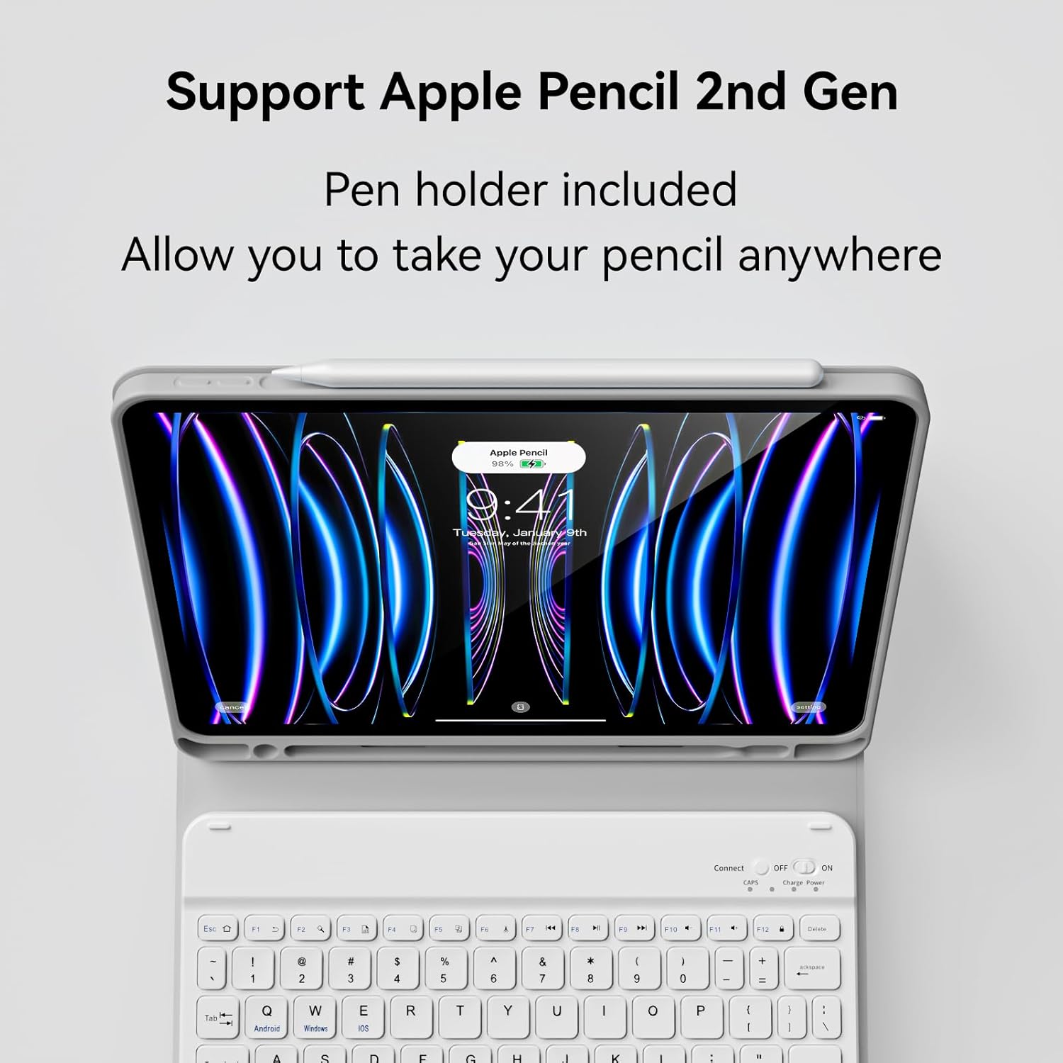 Keyboard Case for iPad Pro 11 Inch 4th Generation/Pro 3rd Gen/Pro 2nd Gen with Pencil Holder, Folio Detachable Wireless Bluetooth Keyboard & Flip Stand Case for iPad Pro 11 Inch, Gray