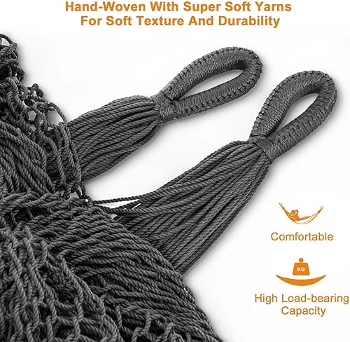 Miniatura 3 de Lazy Daze Hammocks Hamaca maya tejida a mano, hamaca doble de cuerda suave de 10.5 pies, hamaca portátil para exteriores con bolsa de transporte, 2