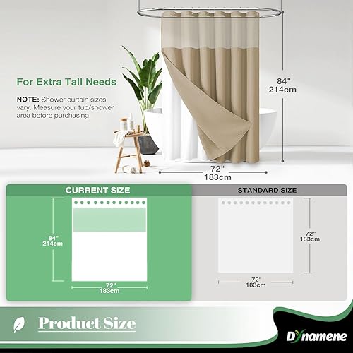 Vista 453 de Dynamene Cortina de ducha larga de tela negra – Cortinas de ducha de tela alta y resistente con textura de gofre, juego de cortina de baño de lujo