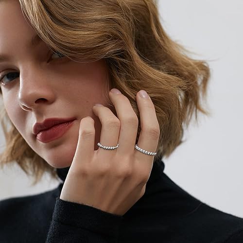 Miniatura 4 de J.Fée Fidget Ring for Anxiety with Beads, Anxiety Ring 925 Sterling Silver Rings for Women, Anti Anxiety Ring for Women, Thumb Ring Spinner Rings