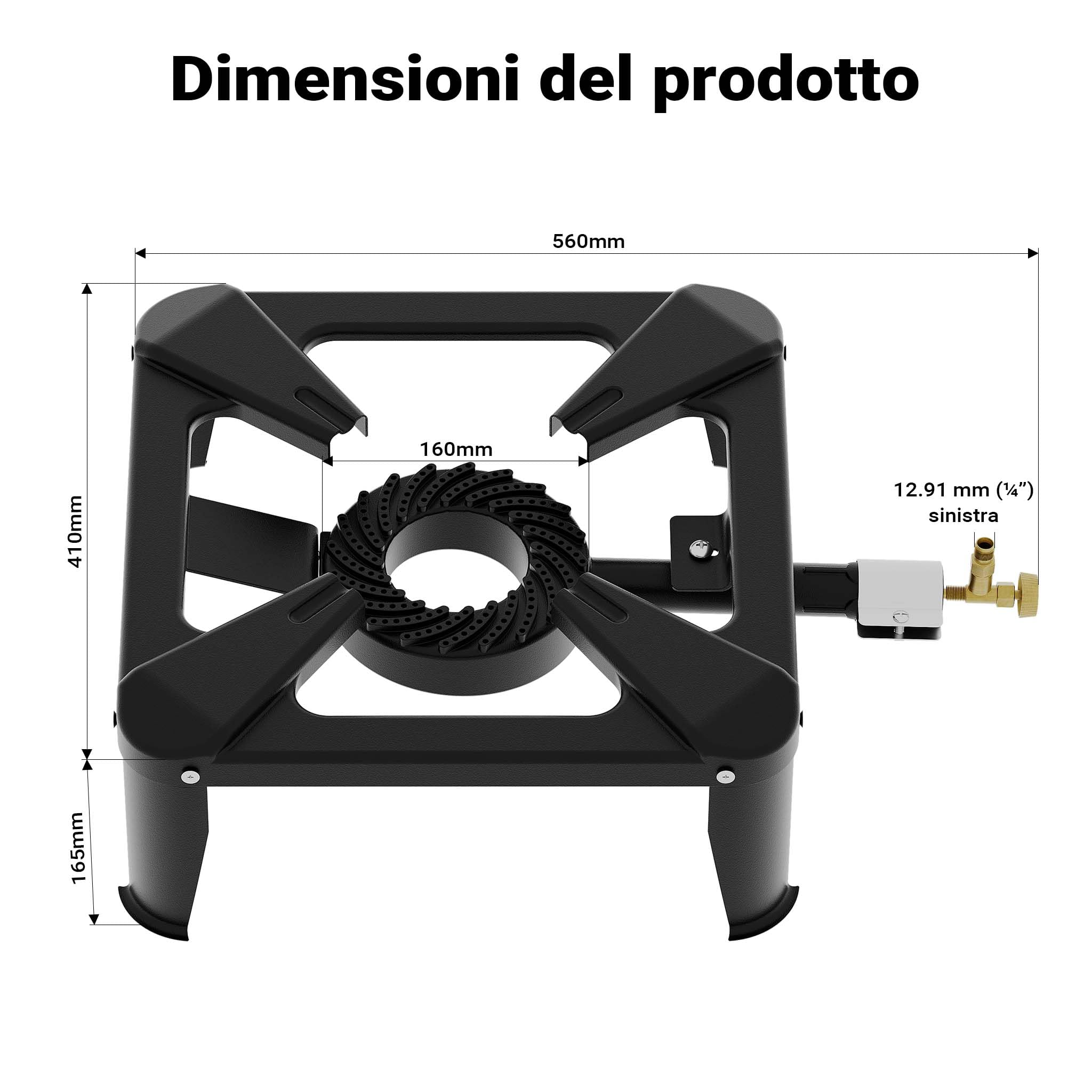 Wiltec Fornello a gas da esterno 450 g/h 7 kw Per campeggio e outdoor Alimentato a gas propano/butano