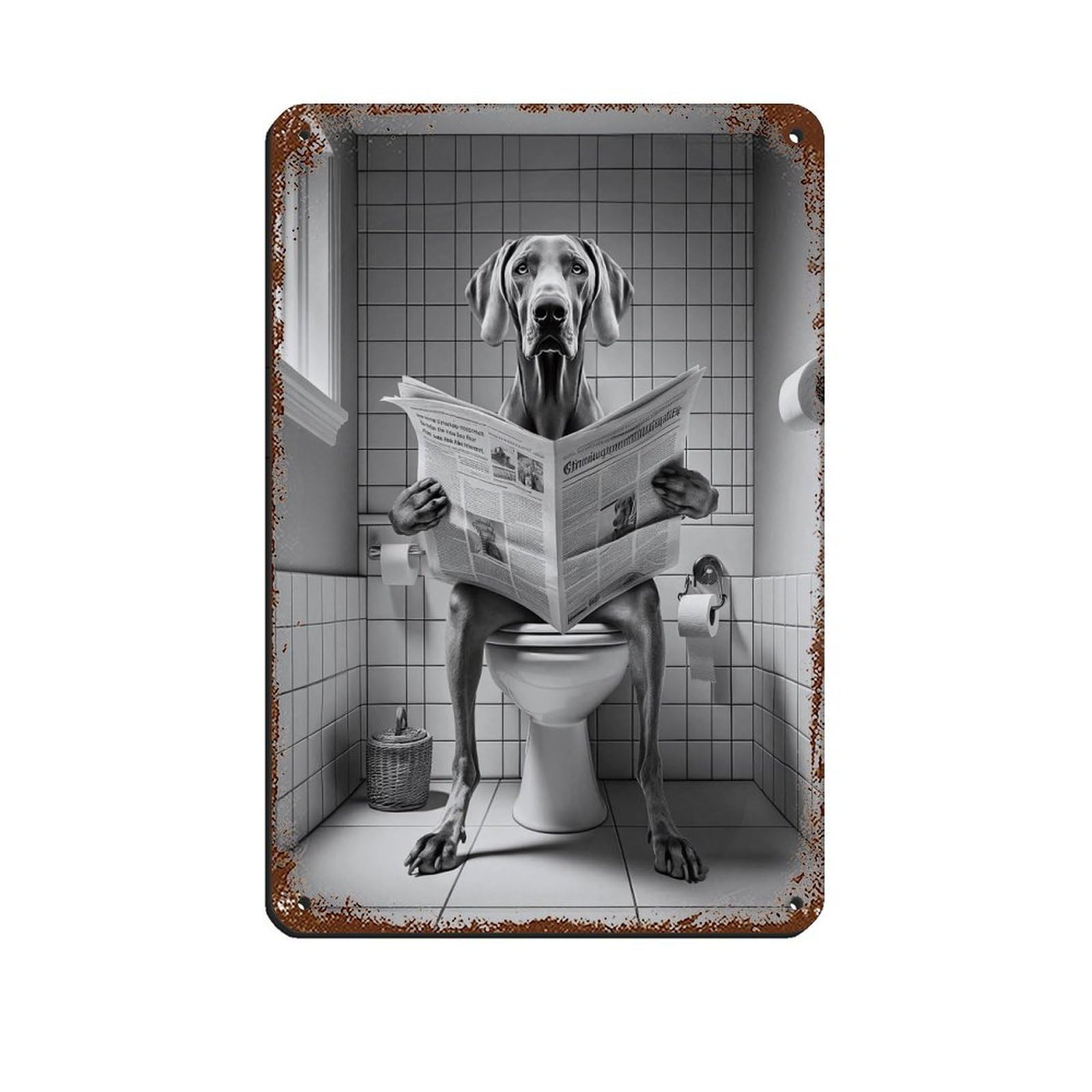 Lxwnze 20L X 30W Cm Weimaraner, Funny Bathroom Decor Tin Sign Vintage Metal Pub Club Cafe Bar Home Wall Art Decoration Poster Retro 8X12inch(20X30cm)