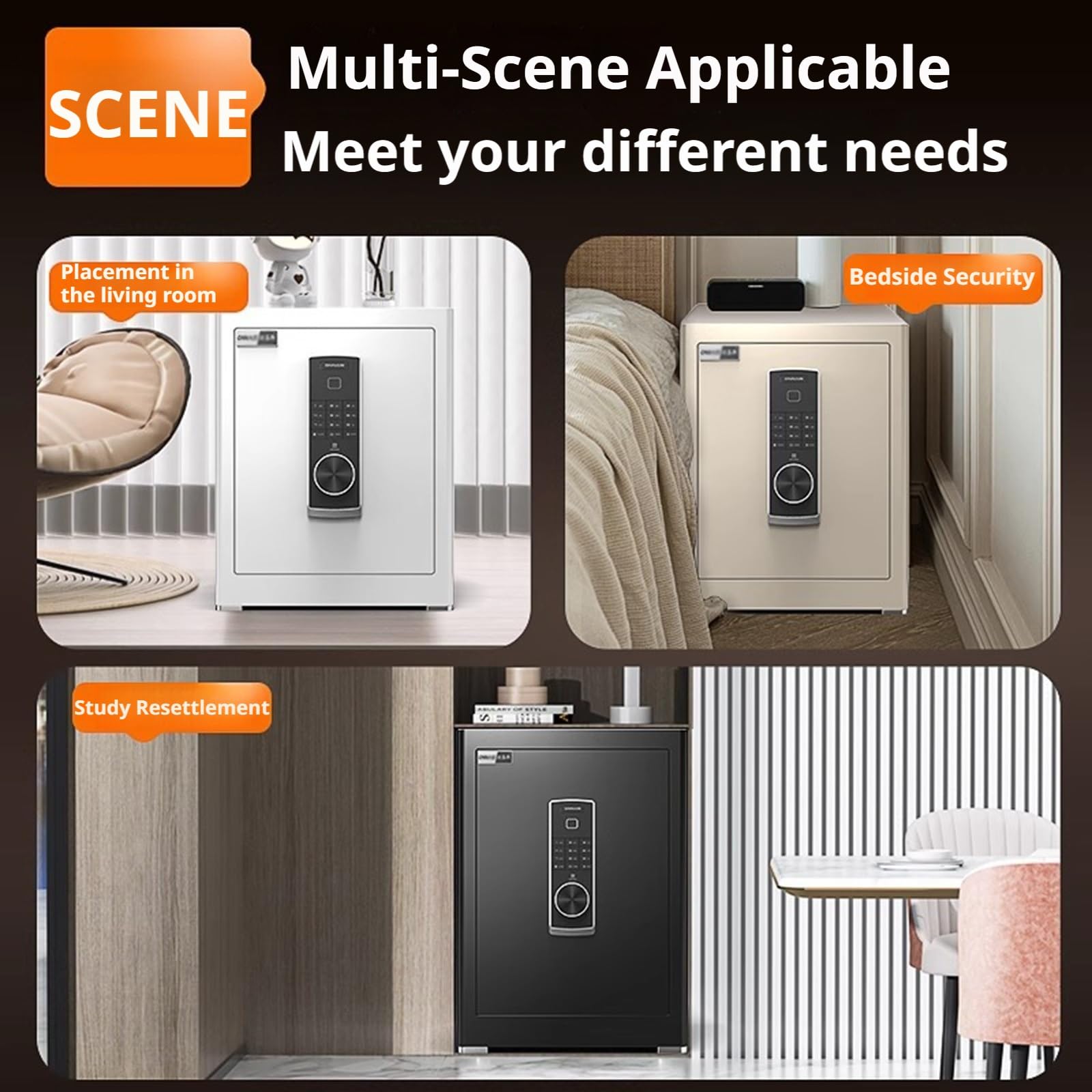 Cassaforte antifurto, grande capacità con accesso a impronte digitali e password per camera da letto/soggiorno, design sicuro e durevole, 60 cm