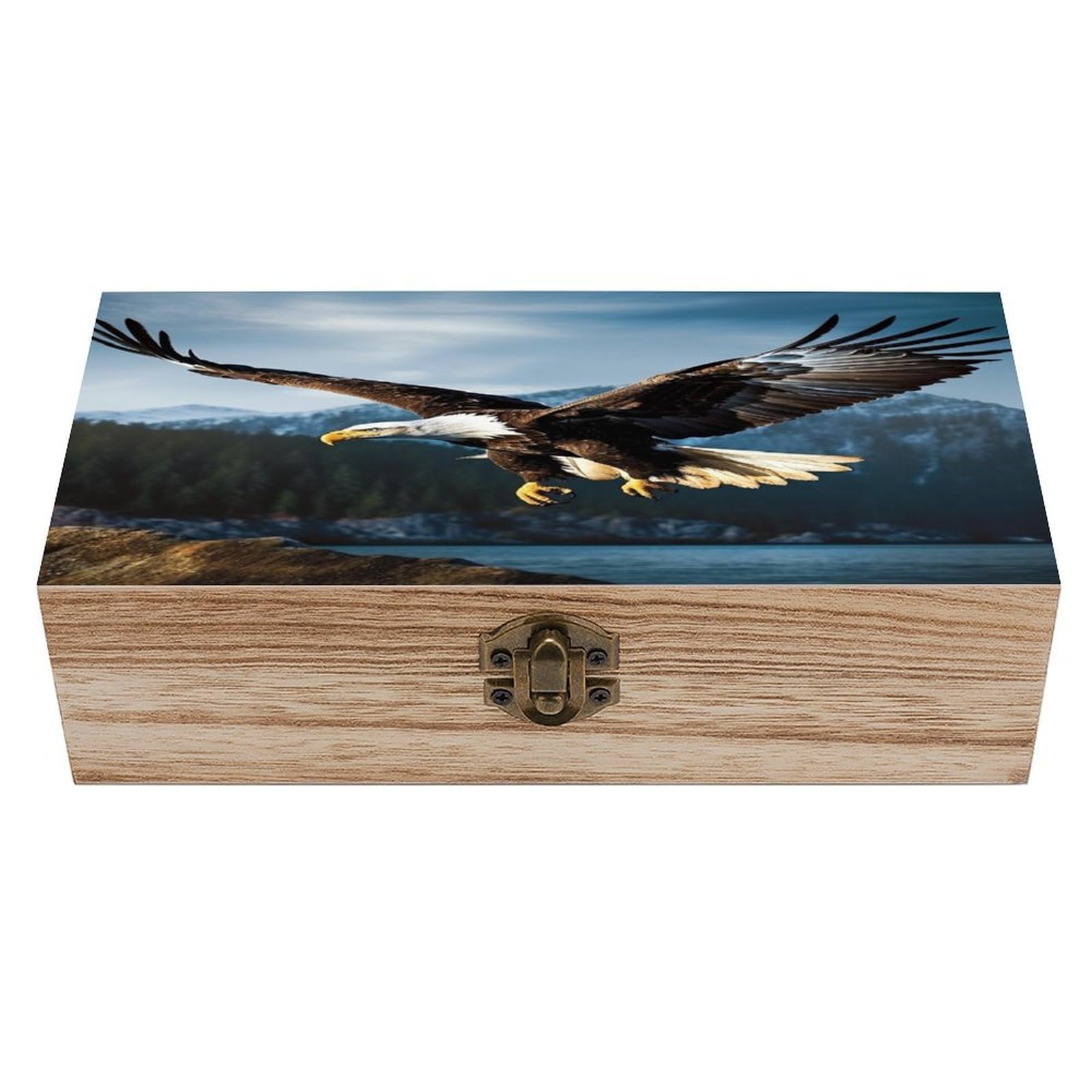 Koayubfc Eagle At Hunting Wooden Jewelry Box Keepsake Storage Organizer Handmade Wooden Box For Storing Jewelry Coins Tartot Cards Small Treasures