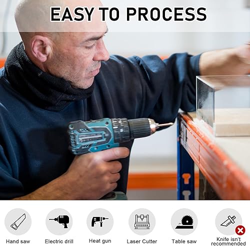 Vista 7 de Roowest Hojas gruesas de acrílico transparente, paneles de plástico cortados a medida, panel de tablero de acrílico fundido con película protectora