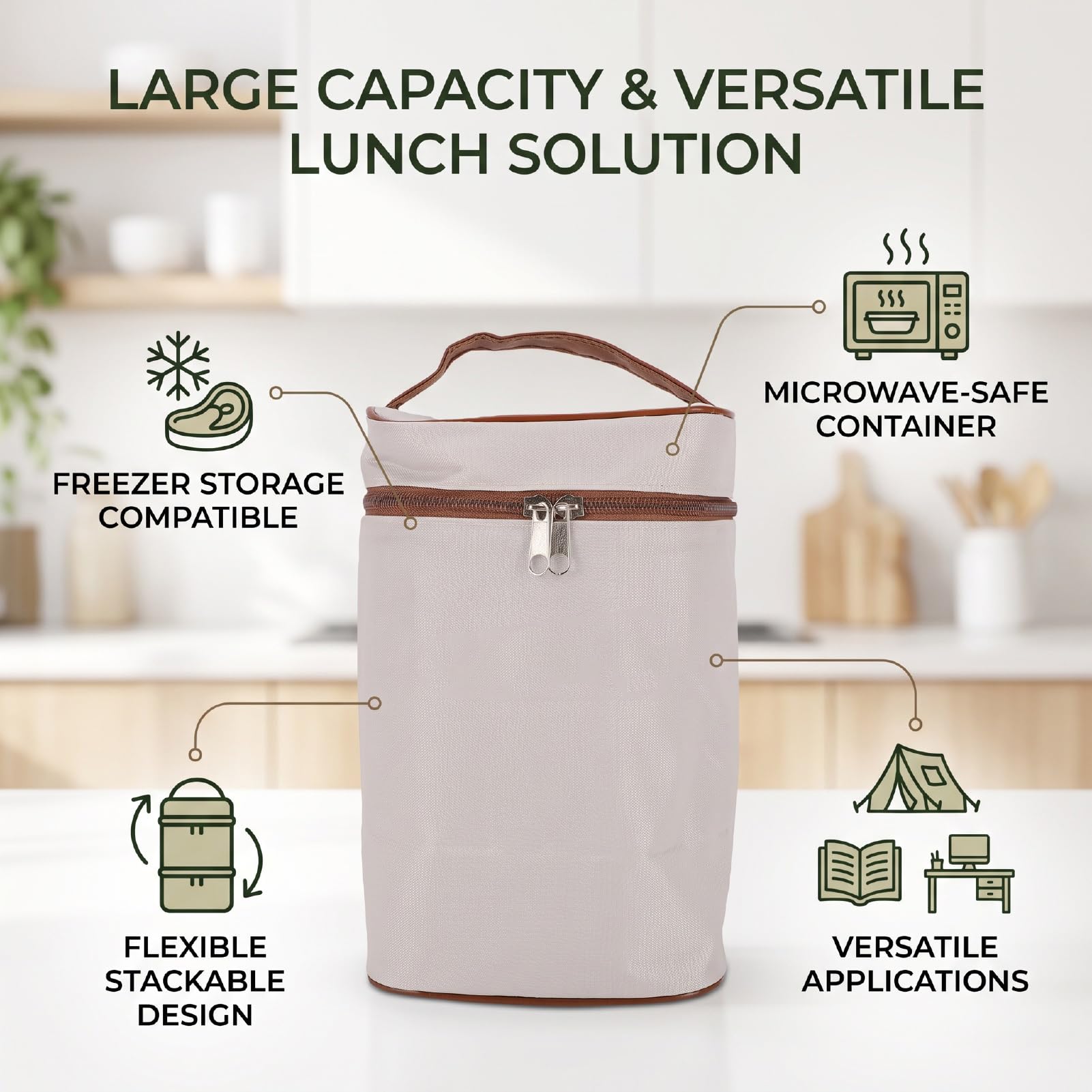 Fockety Contenitore per il Pranzo Portatile da 2100 Ml con Borsa Termica