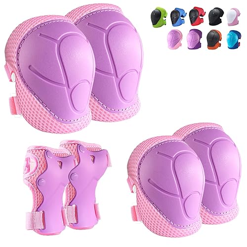 CKE Rodilleras para niños, rodilleras y coderas, conjunto de equipo de protección para niños y niñas con protectores de muñeca 3 en 1 para patinaje,
