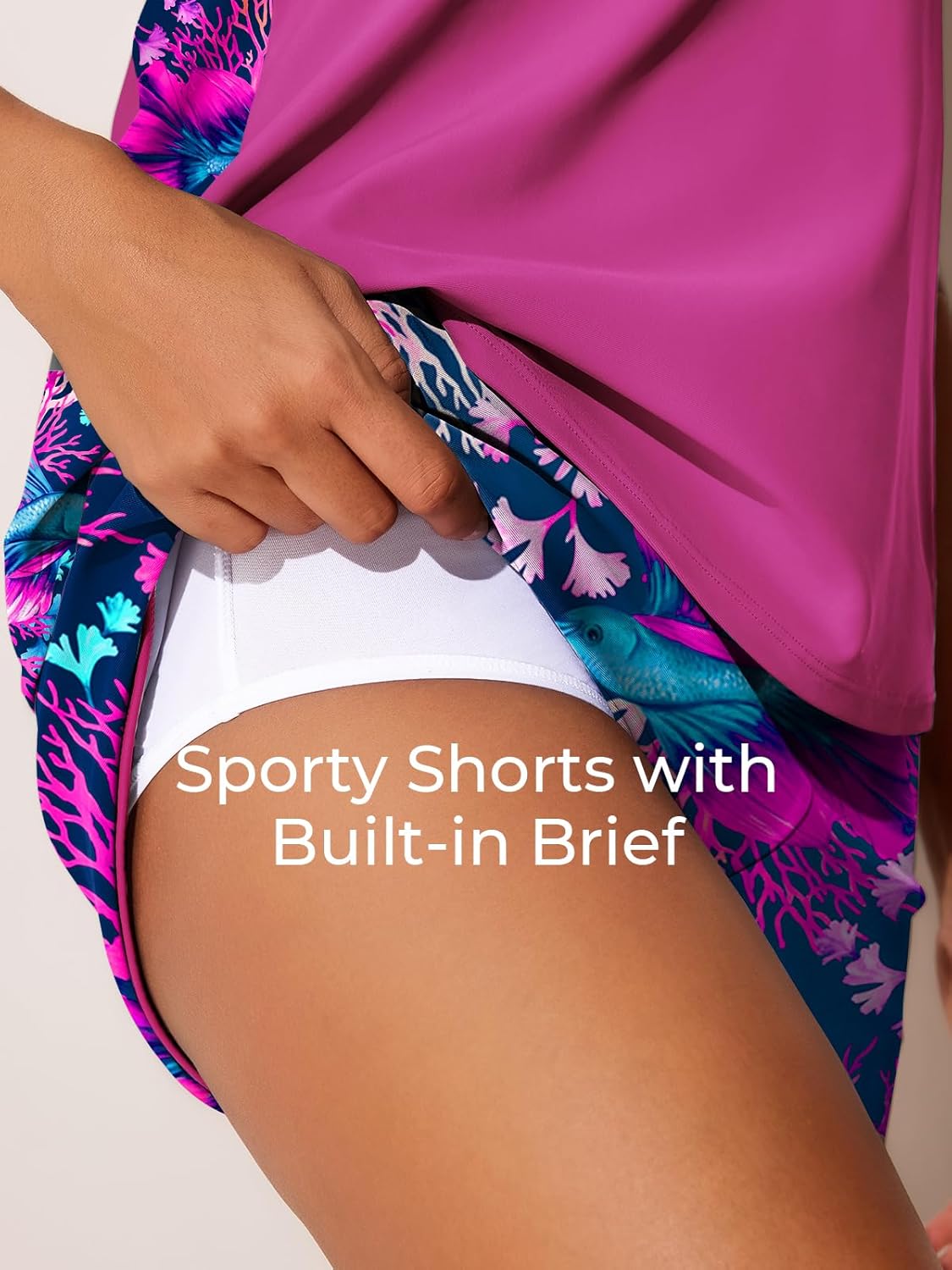 Summer Mae Blouson Tankini Swimsuits for Women 2026 Tummy Control Two Piece Bathing Suits with Sporty Pockets Swim Shorts - Image 5