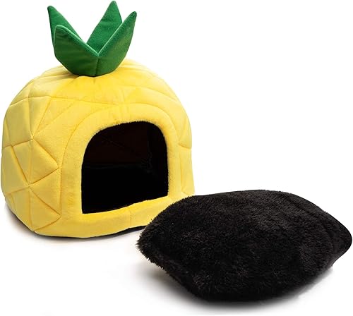 Miniatura 5 de Hollypet Cálido Pequeño Animales Cama Cerdo Holandés Hámster Nido Erizo Rata Chinchilla Guinea Hábitat Mini Casa, Amarillo