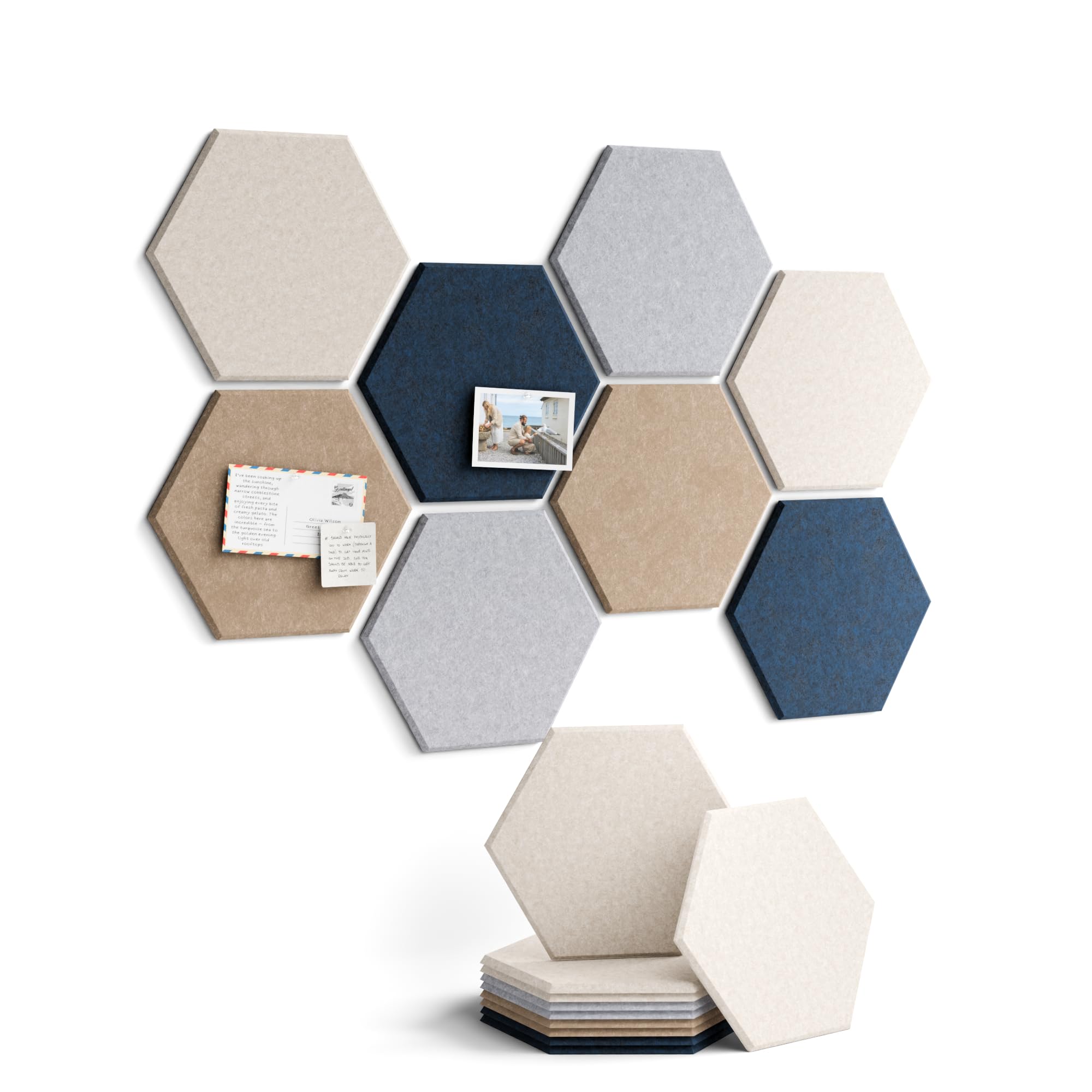 Fluxynara 8-Pack Hexagon Cork Board Alternative Wall Decor, Nordic Slate