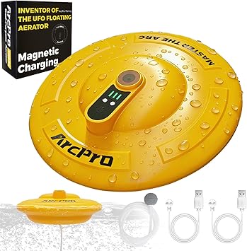 Floating & Rechargeable Bait Bucket Aerator, IPX7 Waterproof with Magnetic Charging, Ultra-Quiet Bubbler for Live Minnows, Portable Aerator for Fishing