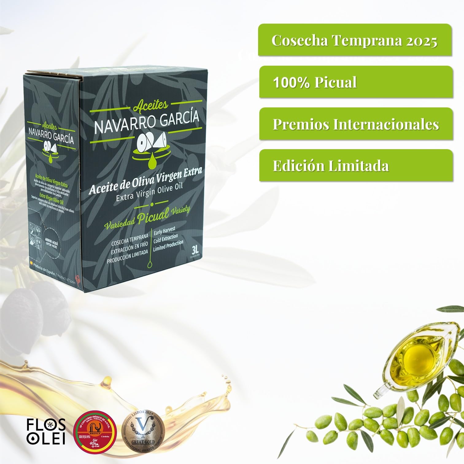 Natives Olivenöl Extra Frühernte 500ml | Familiengeführte Ölmühle | 100% Picual | Kaltextraktion <27 °C | Limitierte Auflage (Bag-in-Box 3 L)
