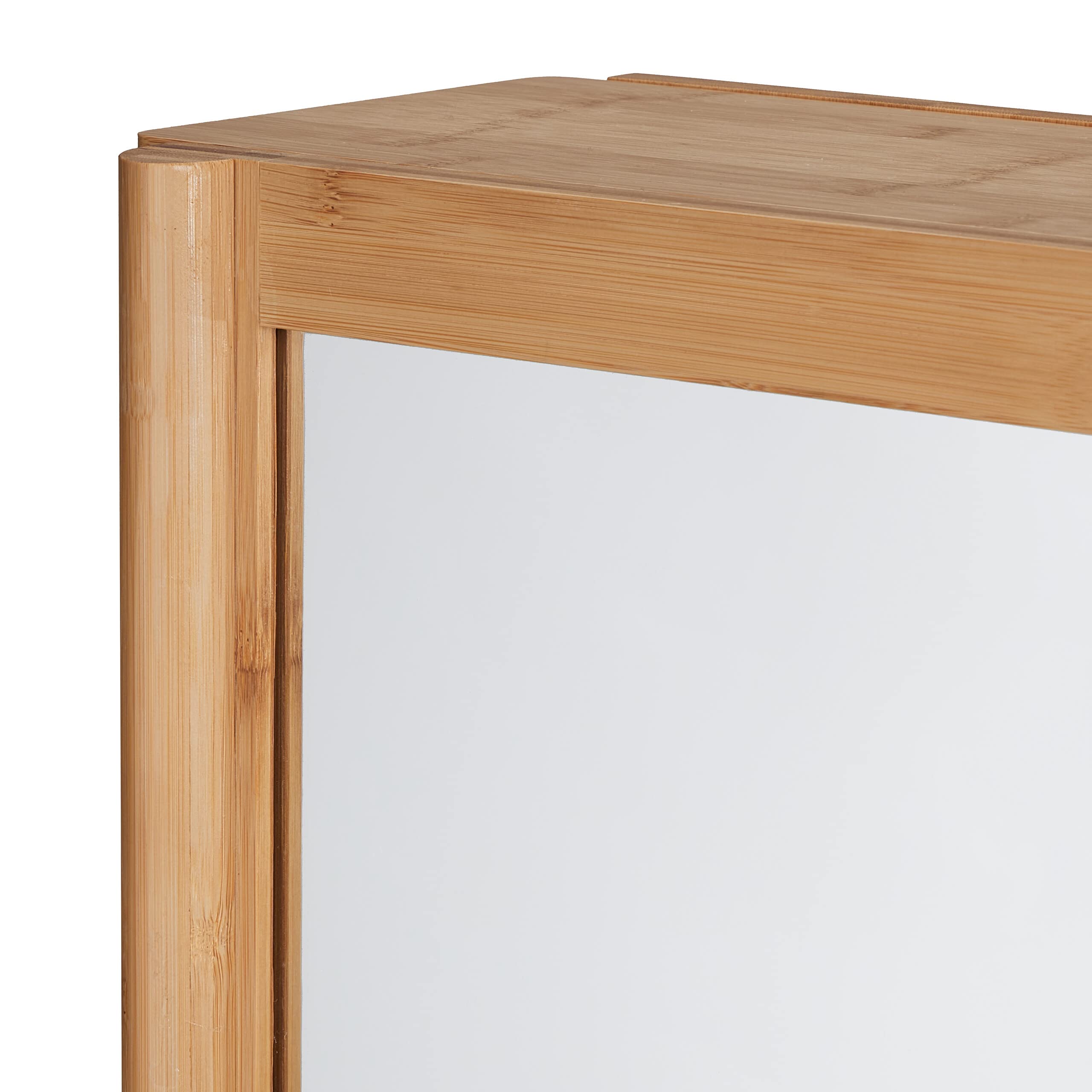 Relaxdays Mueble de Baño con Espejo de Bambú, 2 Compartimentos Semiabiertos, 53 x 62 x 20 cm, Armario Colgante, Natural