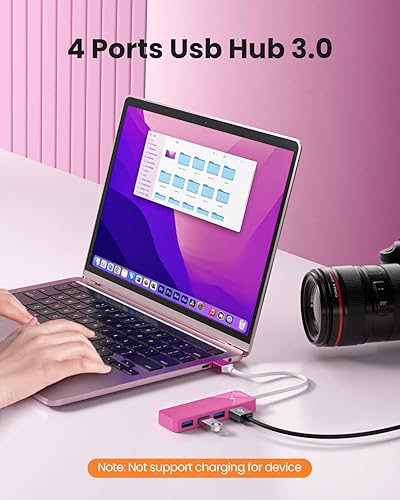 Miniatura 2 de GiGimundo Concentrador USB 3.0 de 5 Gbps, divisor USB de 4 puertos múltiples para laptop, computadora, PC, PS4, Xbox, impresora, teclado, mouse,