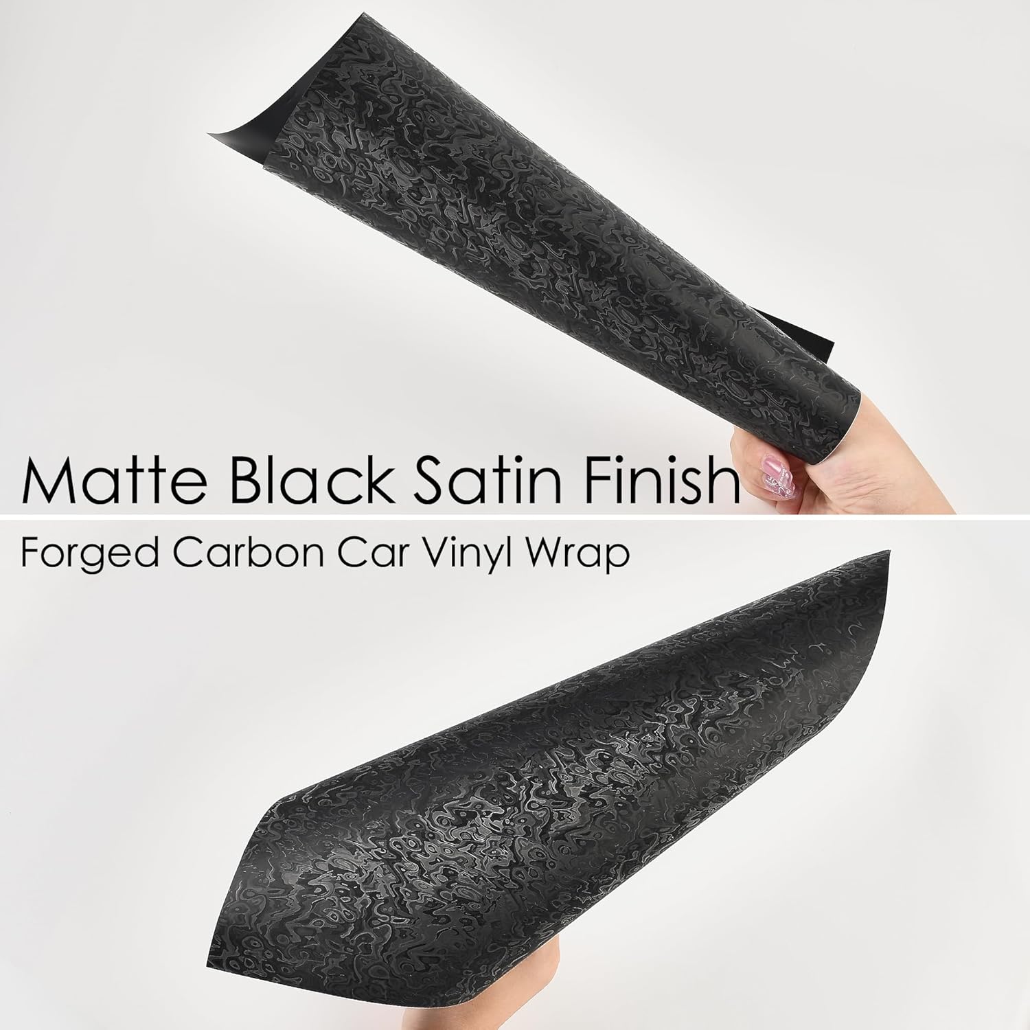 Black Cloud Pattern Forged Carbon Car Vinyl Wrap Matte Black Simulated Forged Carbon Fiber Satin Finish Car Body Film for Vehicle Interior Exterior Decoration, 59.84" x 62.99"