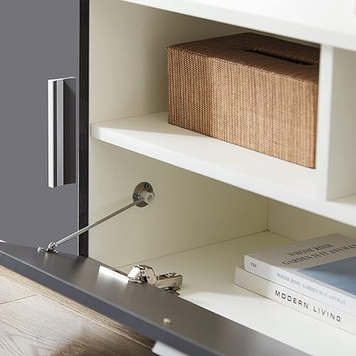 Miniatura 8 de Noskatu Soporte de TV para televisores de hasta 65 pulgadas con cajones de almacenamiento y estantes abiertos centro de entretenimiento con luces