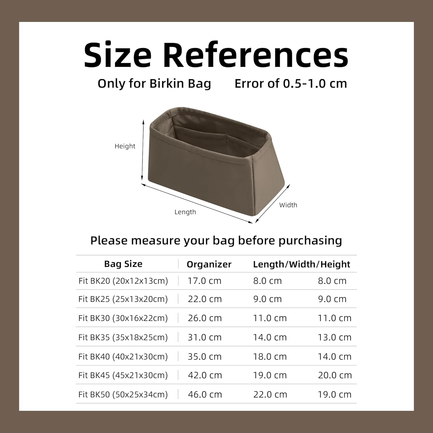 DGAZ Purse Organizer Silky Smooth,Silk,Luxury Handbag Tote in Bag Shapers, Women- Fits Birkin25/30/35/40 Bags (Etoupe grey, BK25) - Image 6