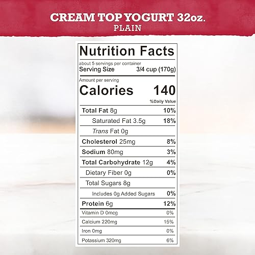 Miniatura 3 de Brown Cow Cream Top - Yogur de leche entera liso, 32 oz. Cartón - Yogur cremoso y delicioso