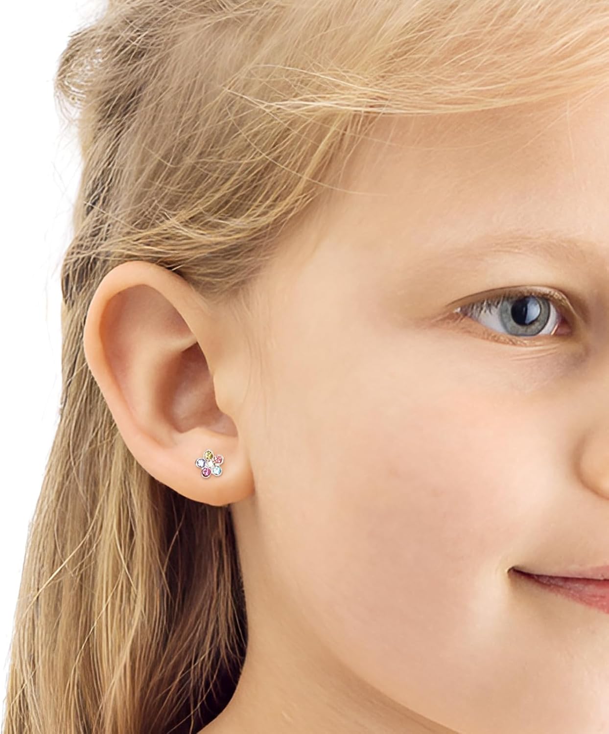 Toddler Earrings Push-in Threadless Flat Back Earrings for Girls Women Hypoallergenic Titanium Cartilage Earring for Sensitive Ears Cute Pearl Pink Heart Flower Star Cubic Zirconia Studs Earrings Set - Image 5