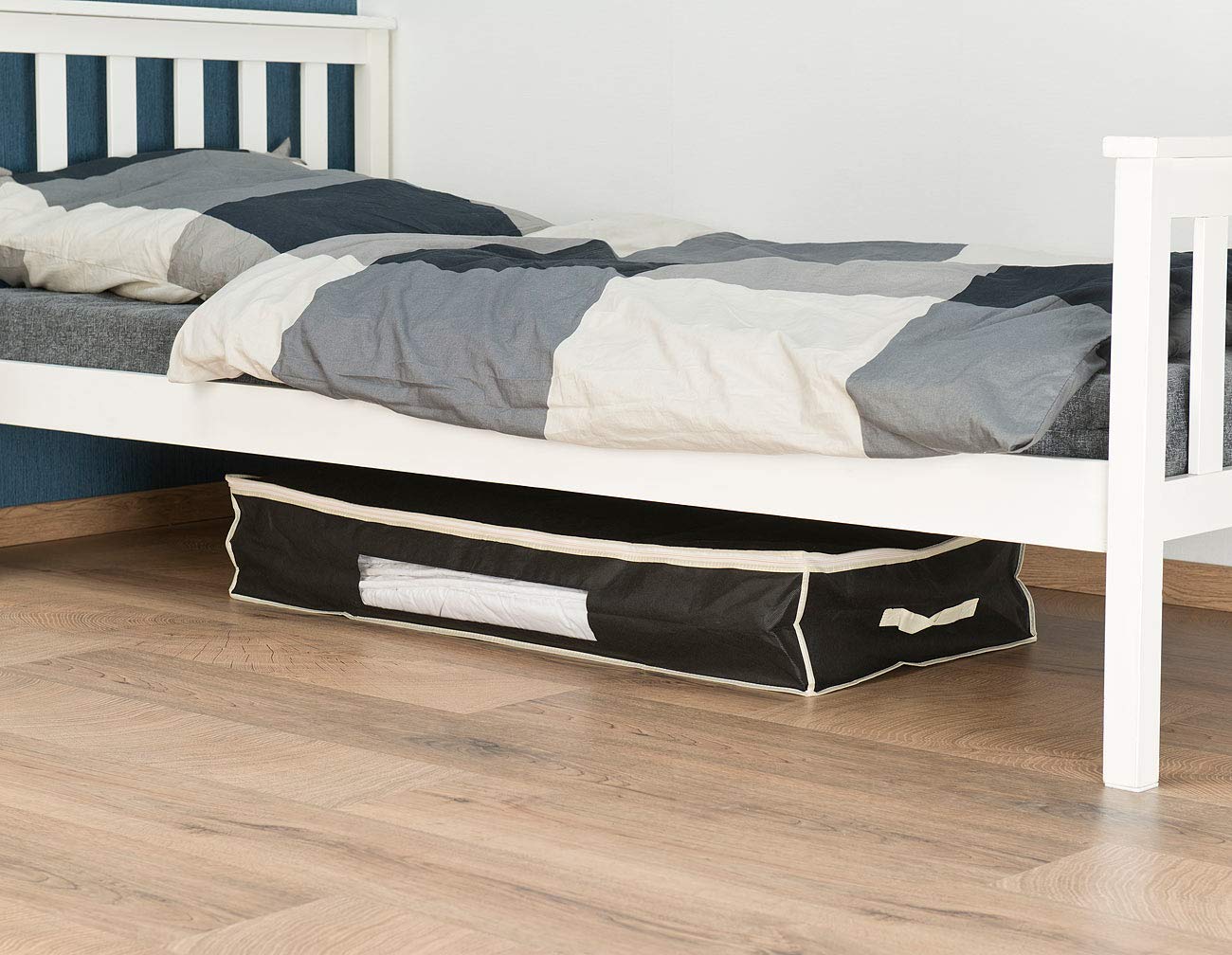 infactory Unterbett Aufbewahrung: 4er-Set Unterbettkommoden mit Sichtfenster & Handgriffen, 100x48x18 cm (Kleider-Aufbewahrung-Boxen, Allzweckbox, Decke)