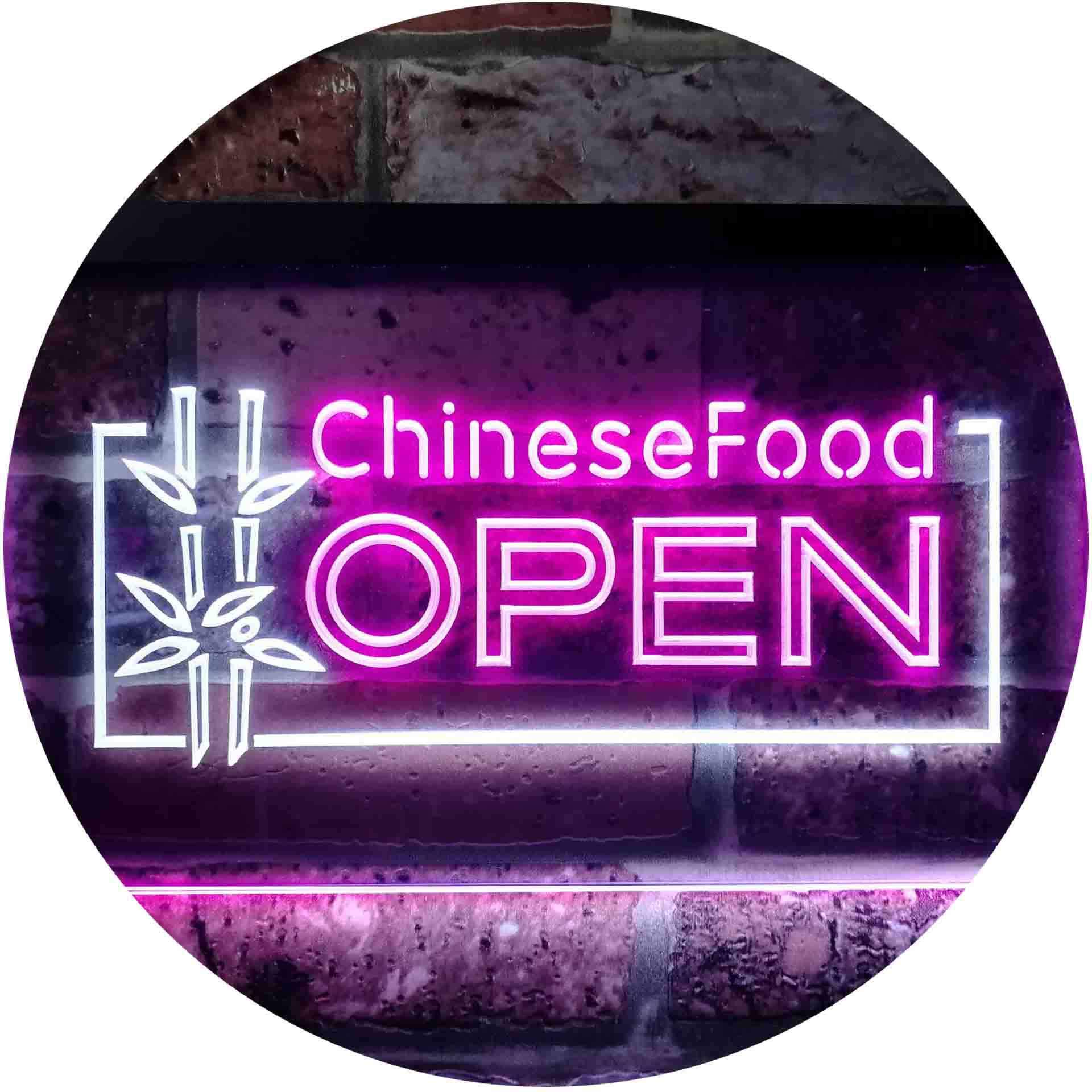ADVPRO Chinese Food Restaurant Open Dual Color LED Neon Sign White & Purple 600 x 400mm st6s64-i0013-wp — image 1