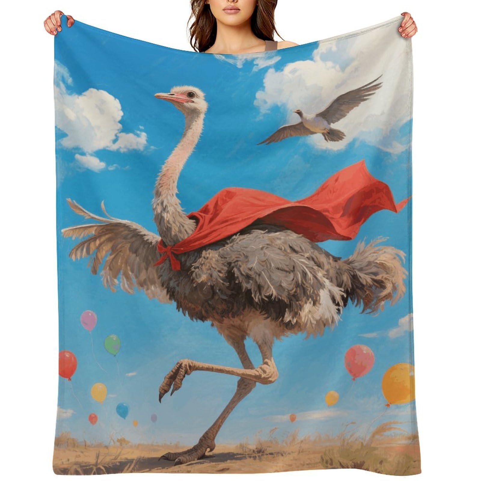 Ostrich Throw Blanket for Couch and Bed Super Soft Warm Lightweight Throw Blankets Cozy Fuzzy Flannel Blanket Personalized Decorative Blankets for Sofa Decor 30"x40"