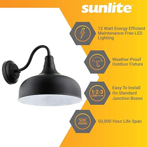 Miniatura 3 de Sunlite 81315-SU - Lámpara LED de cuello de cisne rústica, 30 vatios, 120 voltios, regulable, 700 lúmenes, vida útil de 50,000 horas, exterior o