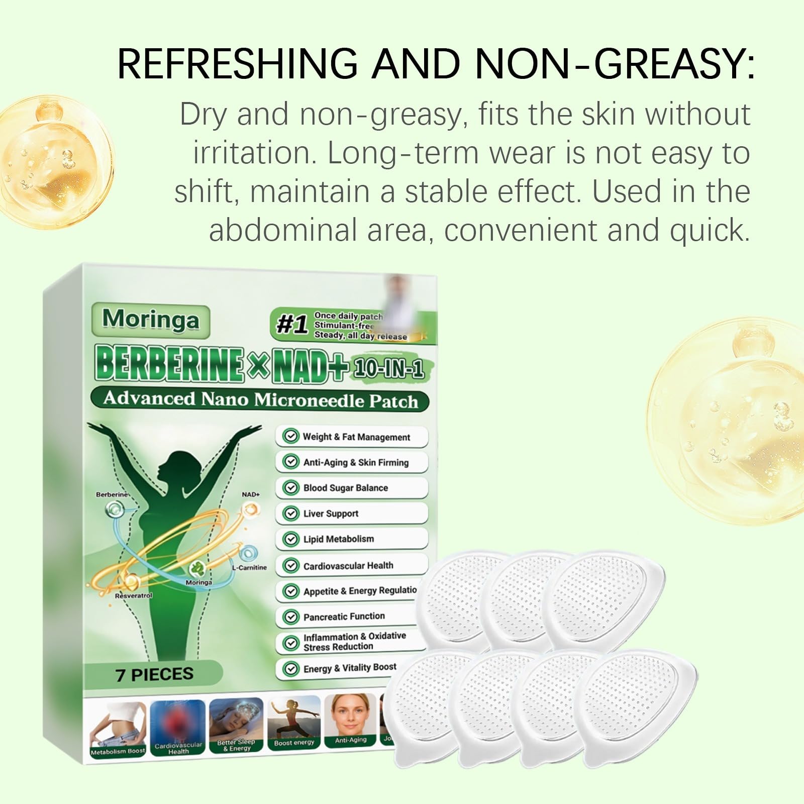 Patchs Minceur Moringa Berbérine 2026, Brûle Graisse Transdermique, Perte de Poids Sans Effort