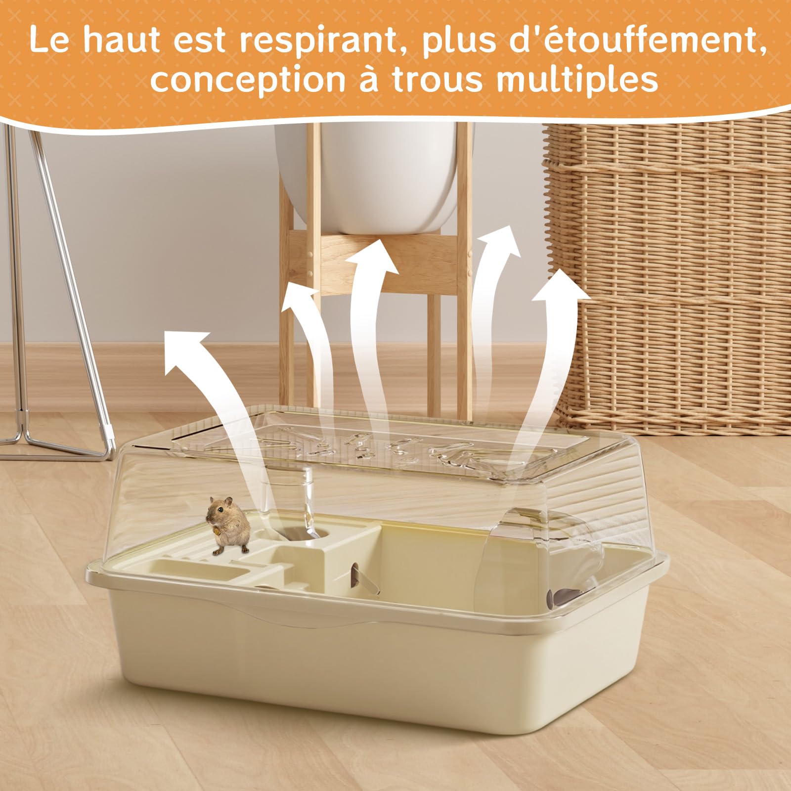 LOVIVER Grande Cage à Hamster, Habitat pour Hamster avec Dessus ouvrable, pour Petits Animaux, Planeur à Sucre, hérisson