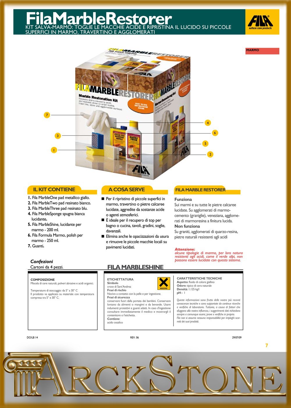 ARCKSTONE Fila FILAMarble Marble Restorer kit salva marmo per ripristino lucido pietre agglomerati