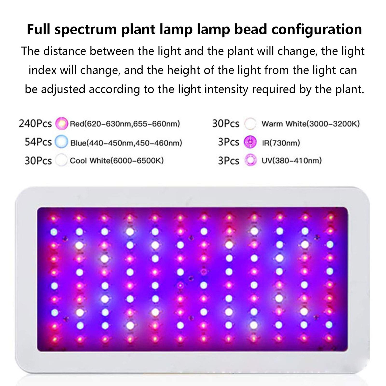 Lampe de culture de plantes 300 W, lumière de plantes à spectre complet 360 LED, avec lumière ultraviolette, lumière de plantes pour la plantation, la croissance, la floraison et la fructification