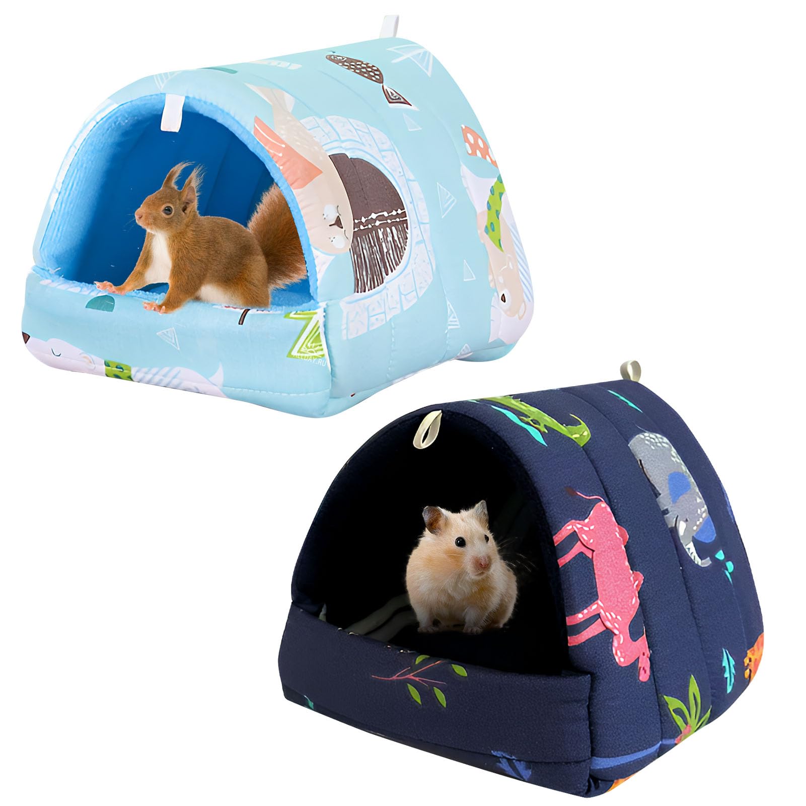 SouStar 2Pcs Guinea Pig Bed XL Washable Small Animal Hideout Cave Cozy Warm Pet House for Hamsters Chinchillas Ferrets Dwarf Rabbits Indoor Cage Accessories Nest Supplies