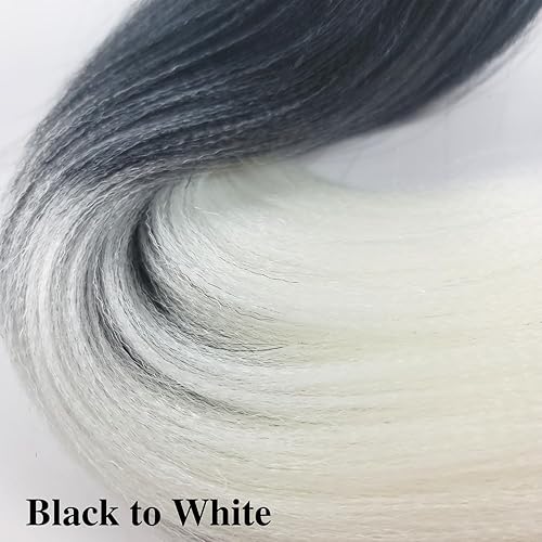 Miniatura 4 de Cabello estirado de fibra Kanekalon para trenzar con cabello humano, color blanco degradado