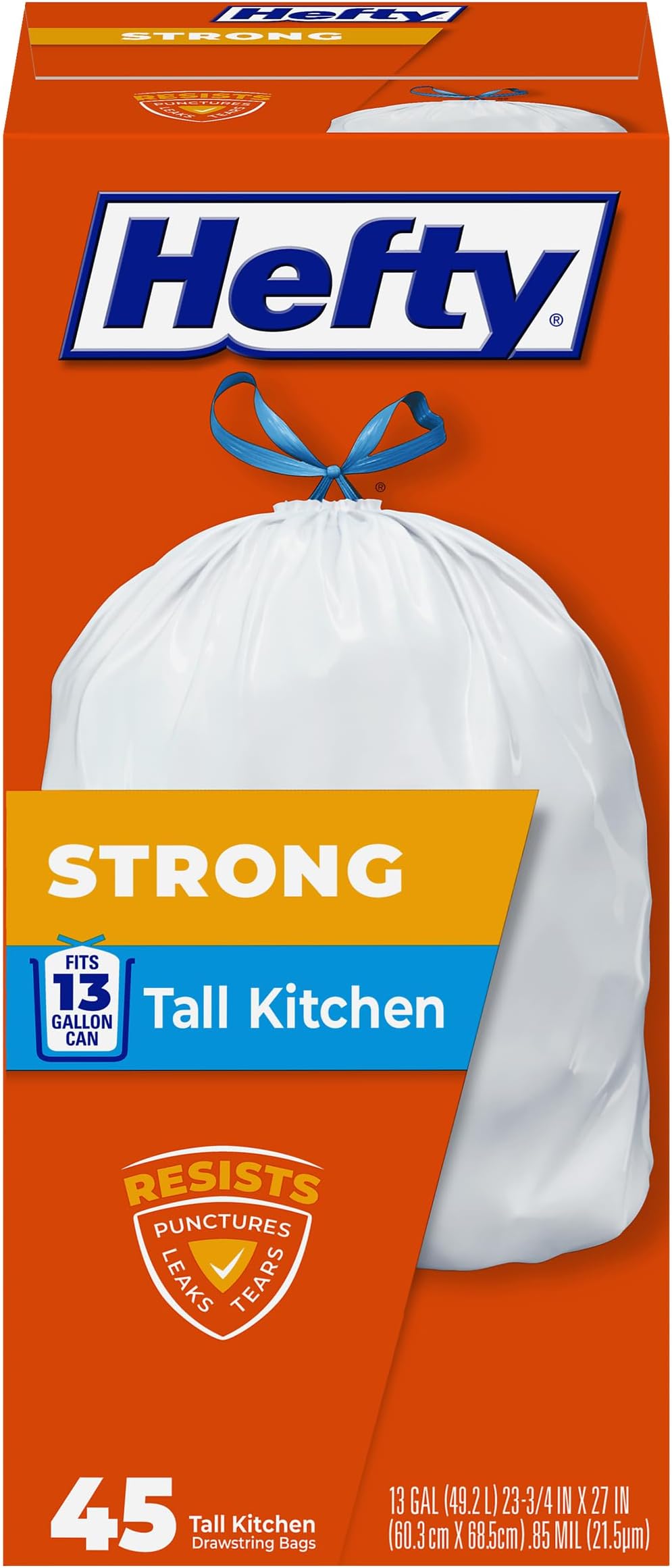Hefty Odor Block Tall Kitchen Trash Bags, Scent Free, 45 Count by Reynolds Consumer Products