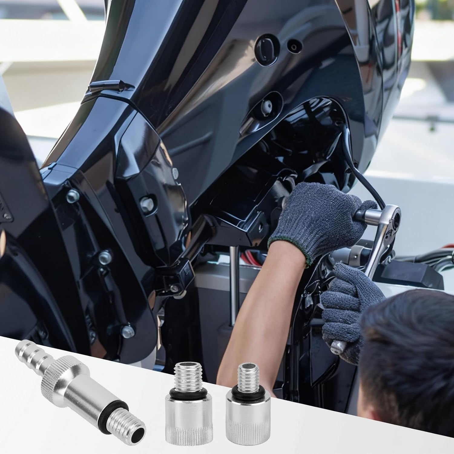 6pcs Lower Unit Gear Oil Pump Adapters, Lower Unit Pump Adapters Including Swivel Joints & Male Joints for Most Boat Outboard Motors Standard Bottles