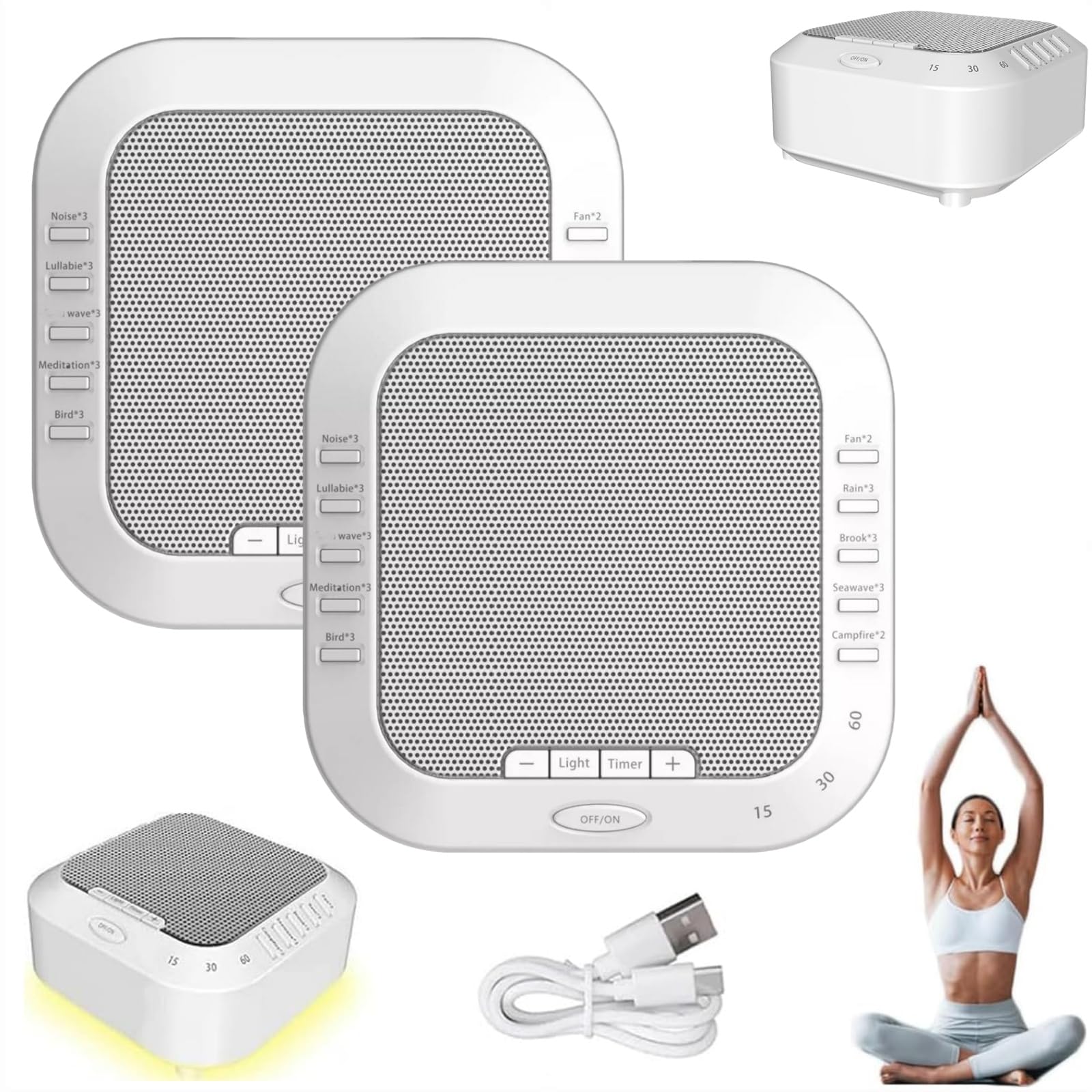 Ora Sound Machine Solfeggio Frecuencias, máquina de sonido de ruido blanco, ayuda portátil para dormir de ruido blanco con 28 sonidos relajantes, 3 modos de temporizador, recargable por USB para