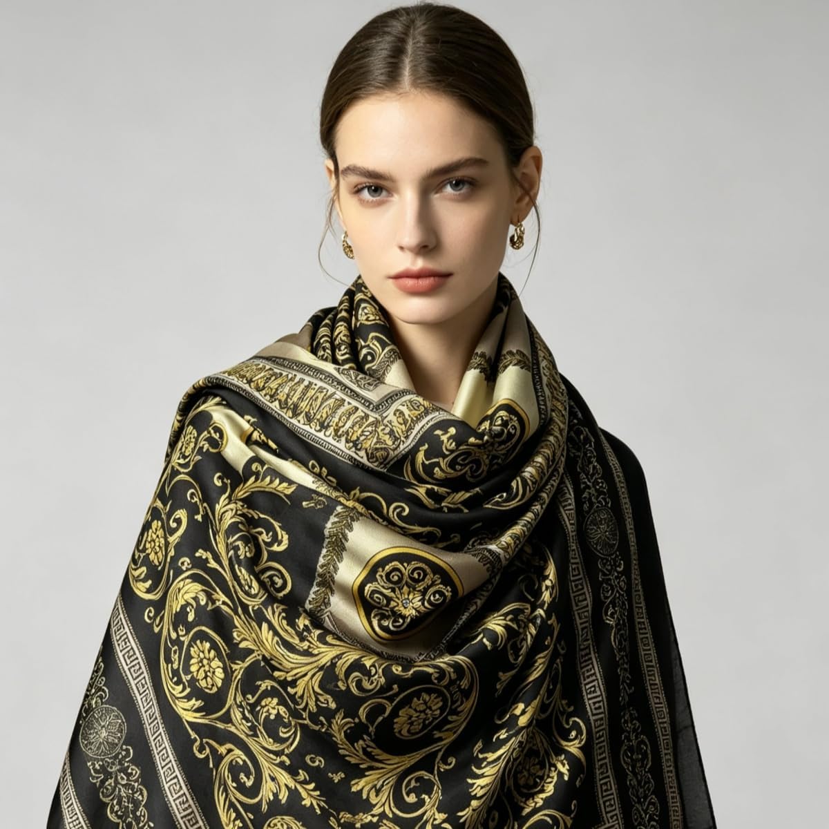 WaJuemy Silk Feeling Scarf for women Lightweight Long Floral Scarves Shawl Wraps Elegant Evening Dresses Satin Shawls Scarfs