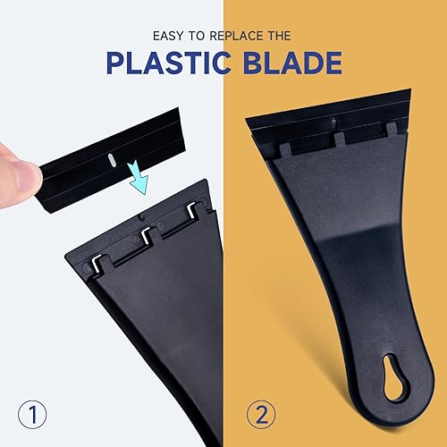 Miniatura 7 de FOSHIO Paquete de 2 raspadores de plástico con 100 cuchillas de afeitar de plástico de un solo filo, herramienta raspadora de plástico extra grande