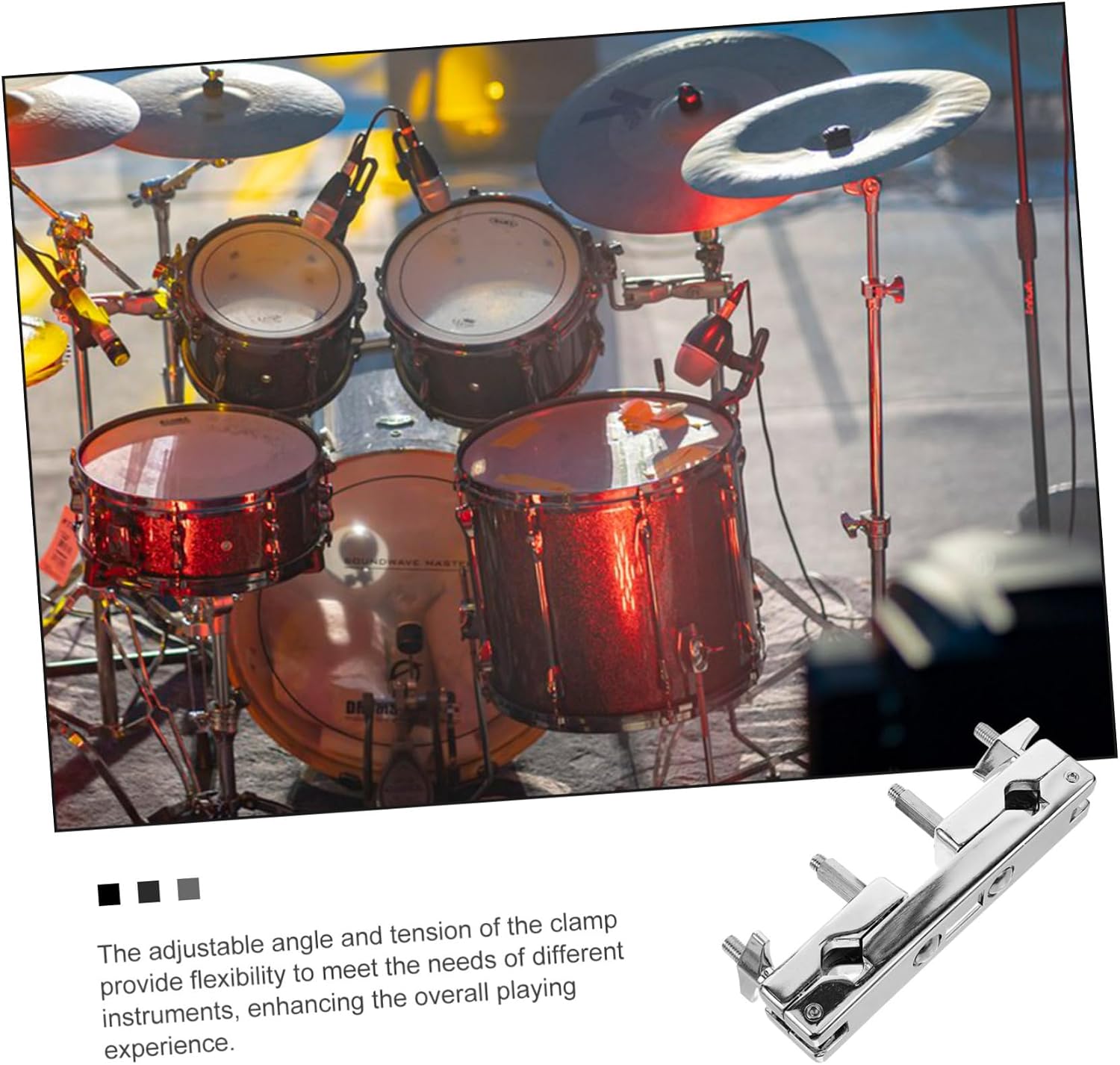 2pcs Drum Cymbal Clamp Angle and Tension Lightweight and Portable Mounting Bracket for Drum Set Support for Cowbells and Cymbals for and Rehearsals