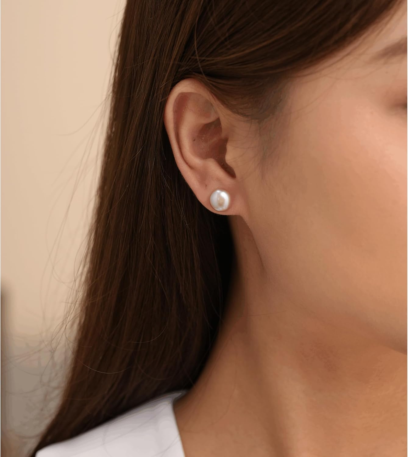 Pearl Stud Earrings for Women, S925 Sterling Silver Hypoallergenic Earrings, Freshwater Cultured Pearls