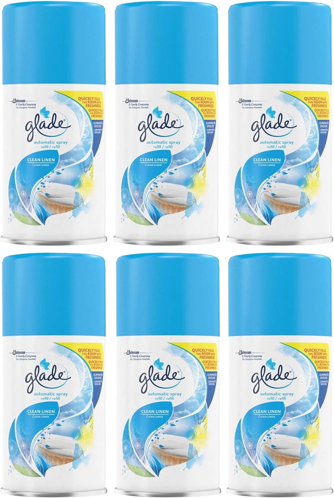 6 x GLADE Automatic Refill AIR FRESHENER Clean Linen 269ML