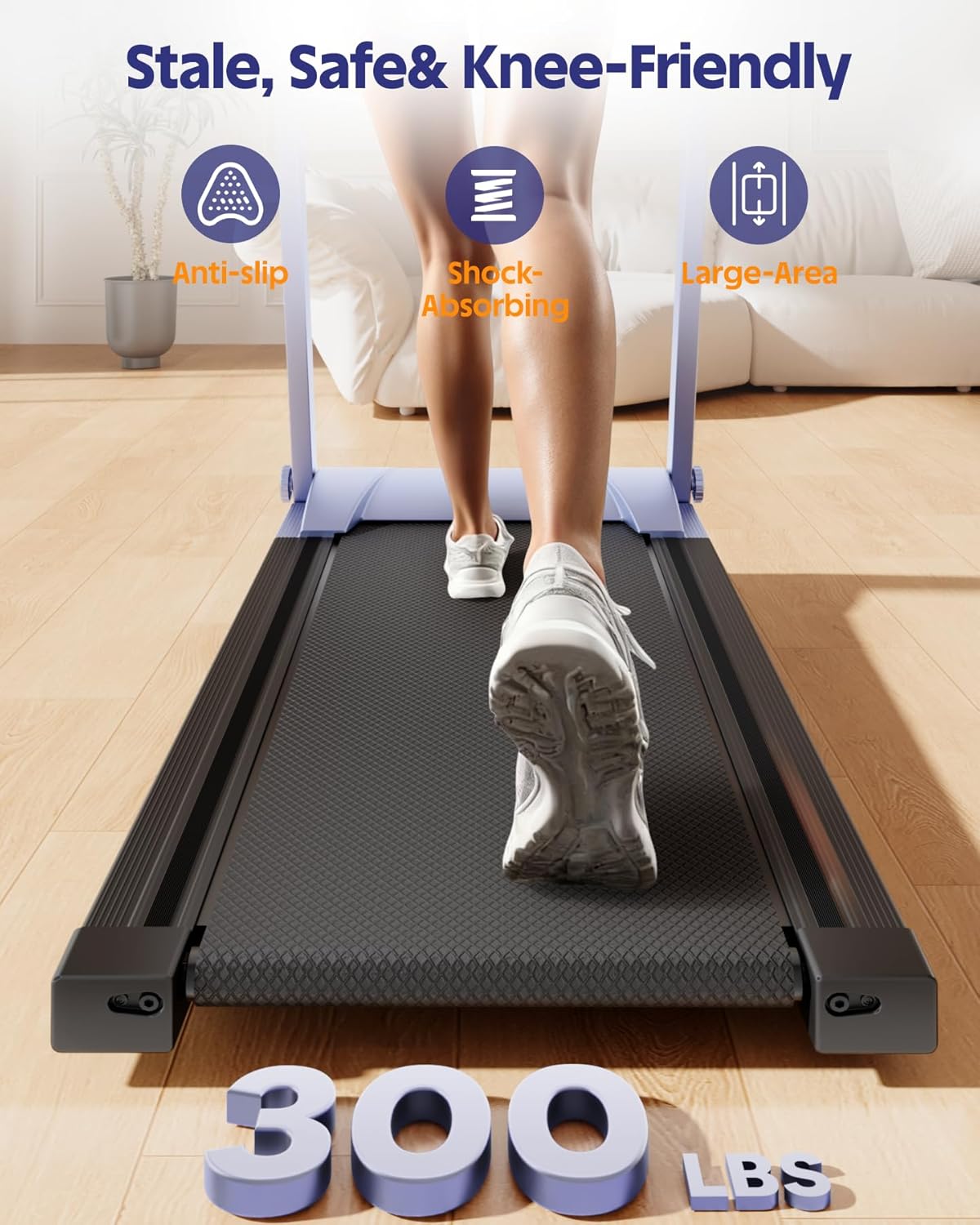 Superun Treadmills for Home, 4-in-1 Foldable Treadmill with Incline, 300 LBS Capacity Running Treadmills for Home Small Spaces with Handles, 3.0 HP Folding Treadmill with Smart APP