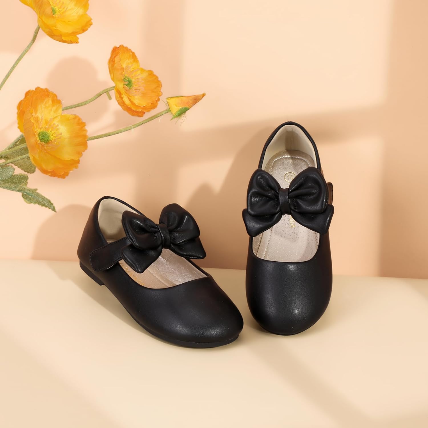 PANDANINJIA Toddler/Little Kid Girl's Angela Dress Mary Jane Ballet Flats Bow Flower Girl Wedding Party Ballerina Flat Shoes - Image 6