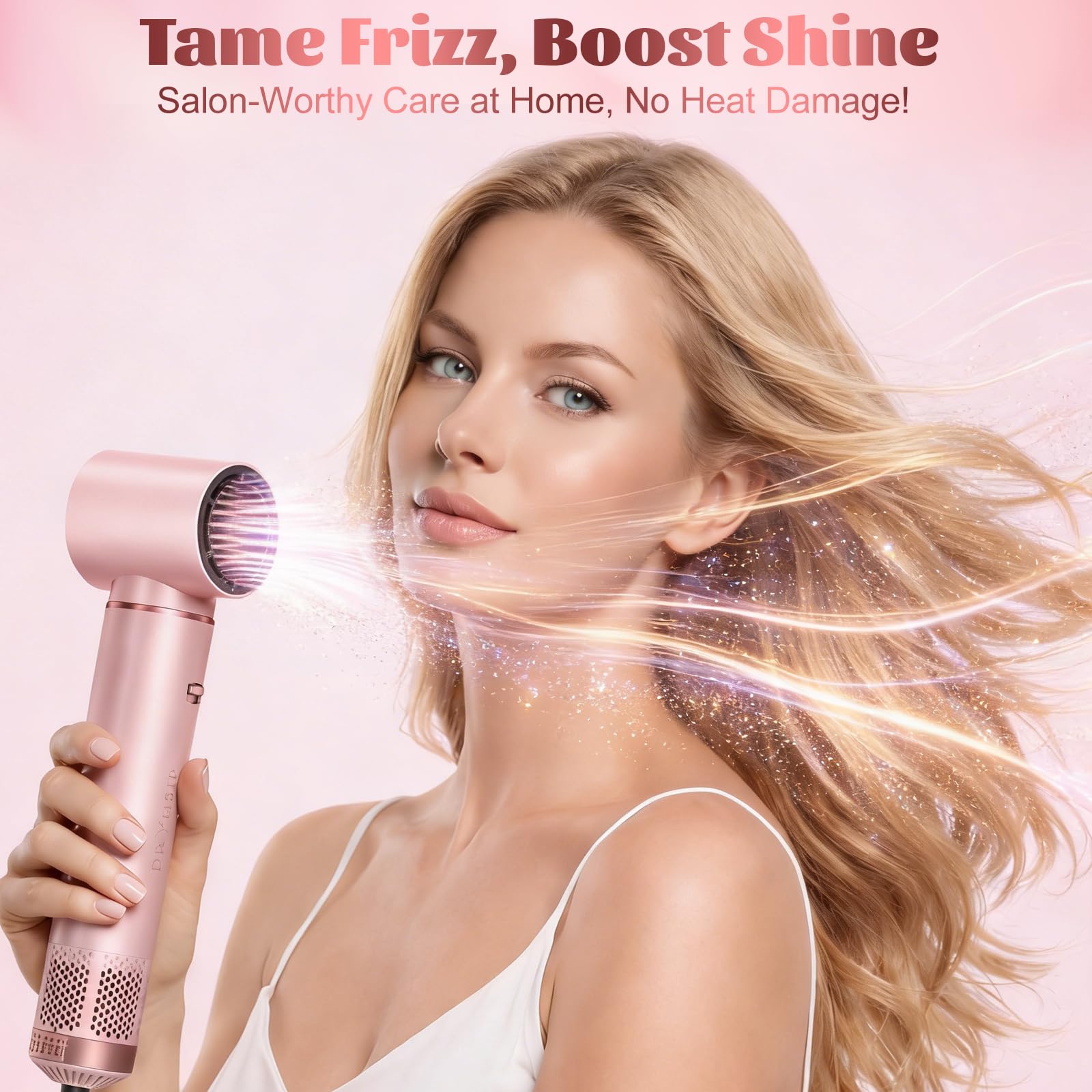 5 in 1 Spazzola Asciugacapelli Airstyler, Arricciacapelli Automatico, Spazzola Lisciante, Volumizzante, Adatto a Tutti i Tipi di Capelli - Blush