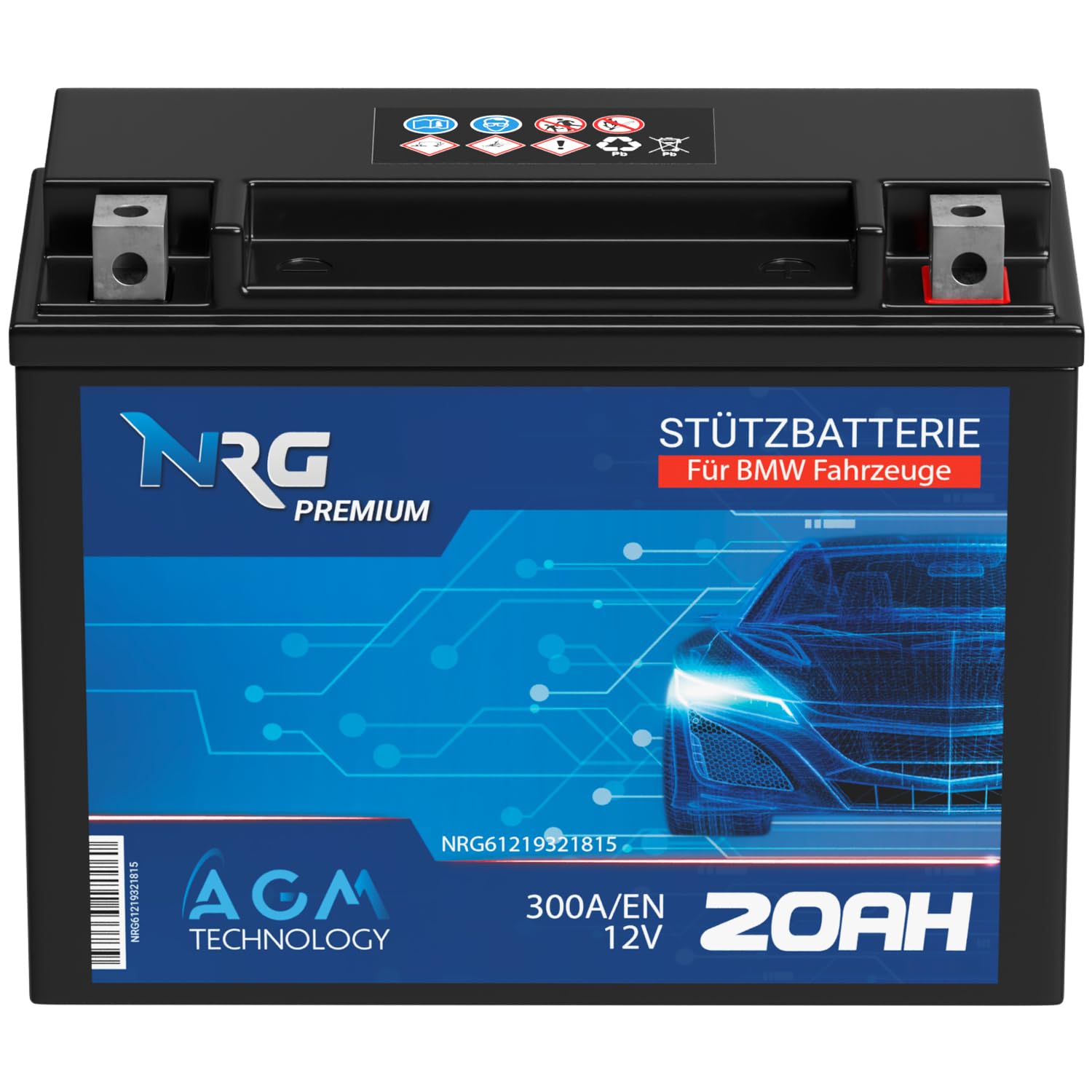 NRG batterie auxiliaire 12V 20Ah AGM auto backup 61219321815 61217623376