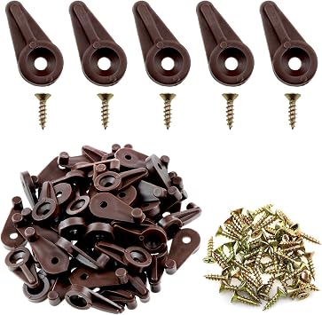 Glass Door Retainer Clips Kit for 4mm Thick Glass Plastic Panel Clamps and Glass Door Mirror Clamps with Metal Screws Brown -50PCS