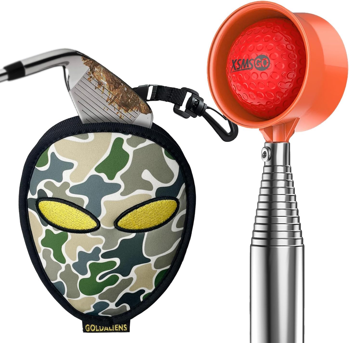 Golf Club Cleaner Bag and Telescopic Golf Ball Retriever for Water