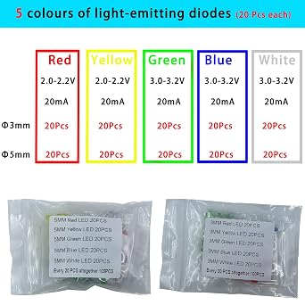 Electronic Component Kit -Total 1800 Pcs, LED Diodes, Resistors, Capacitors, Ceramic Capacitors, Transistors, Diodes - for DIY Projects, Electronics Hobbyists