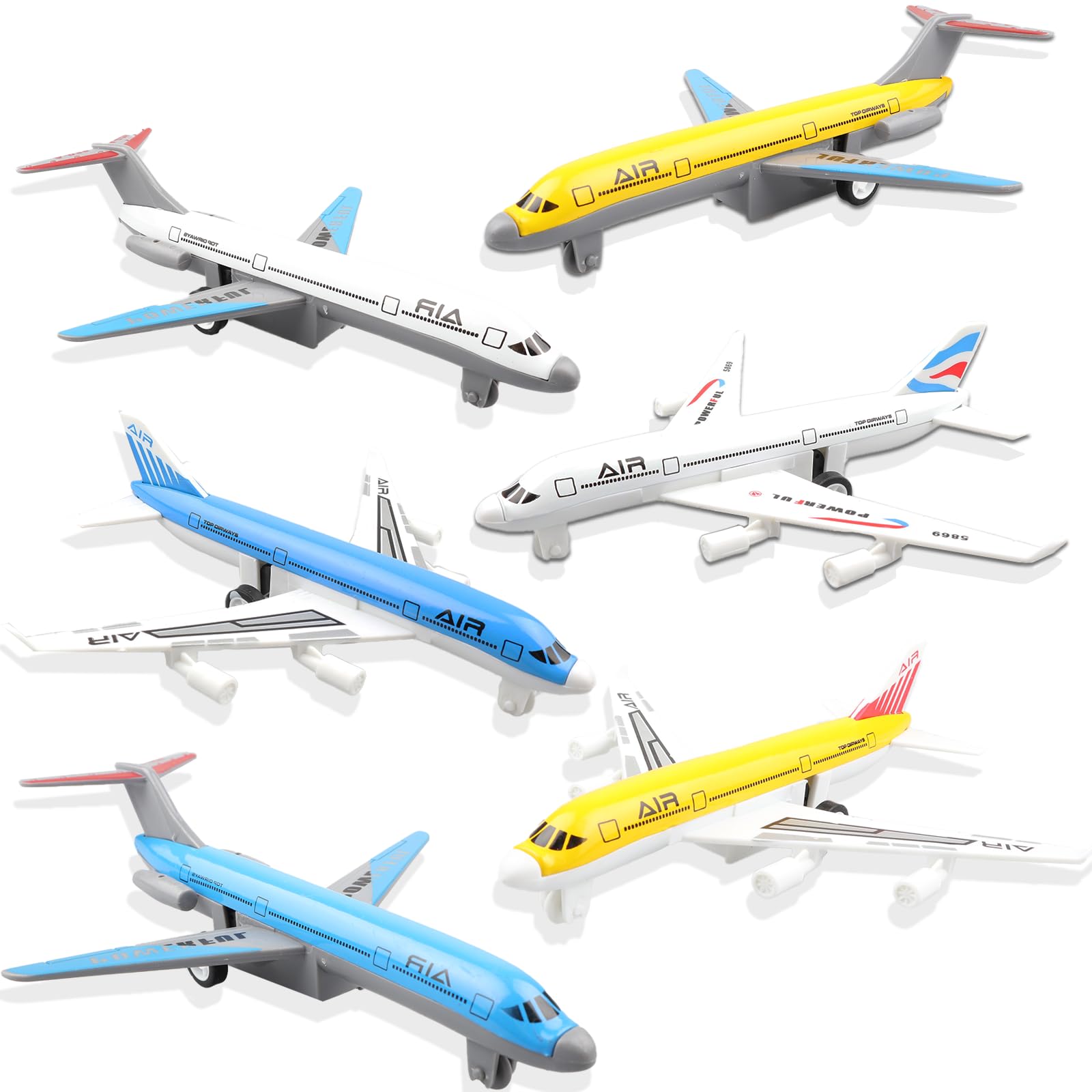 Airplane Toys, Metal and Plastic Plane Pull Back Airplane Toys for 3+Years Old Boys Girls, Die Cast Aircraft Plane Models, Kids' Play Vehicles