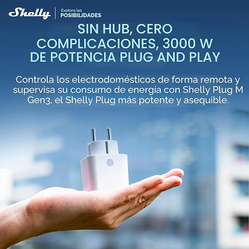 Shelly Plug M Gen3 Blanc – Prise connectée Matter et Wi-Fi, 13A (3000W) Type F, avec Mesure de consommation électrique, Compatible Alexa, Google, Home, Apple Homekit - Lot de 4 - 2